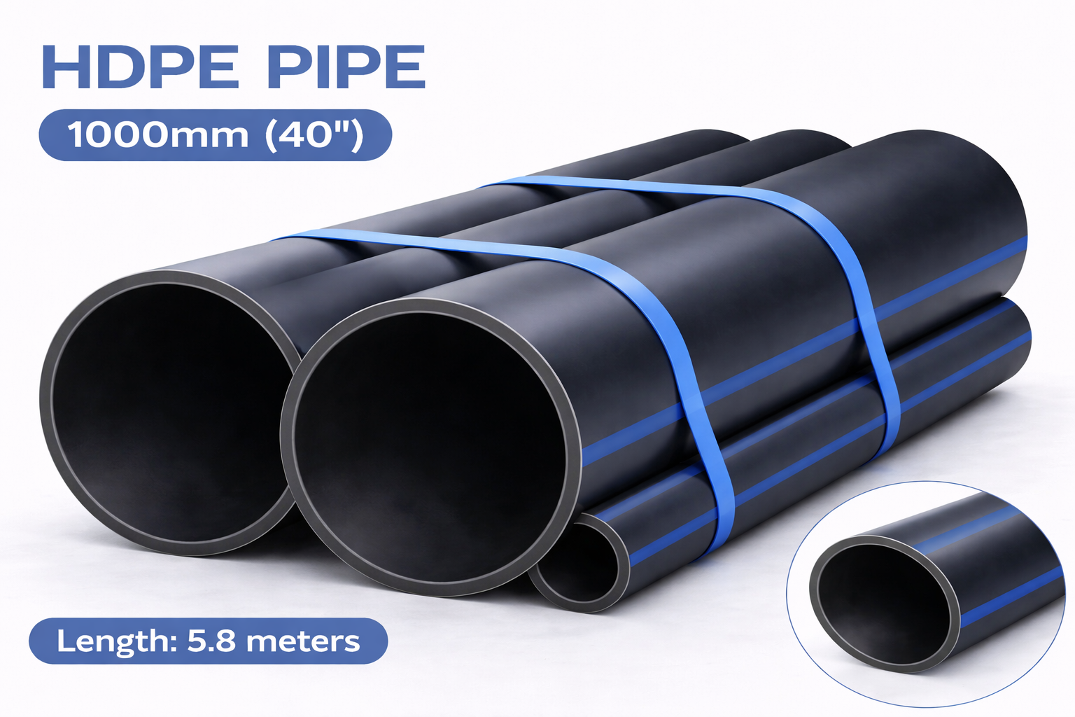HDPE Pipe 1000mm x 5.8M